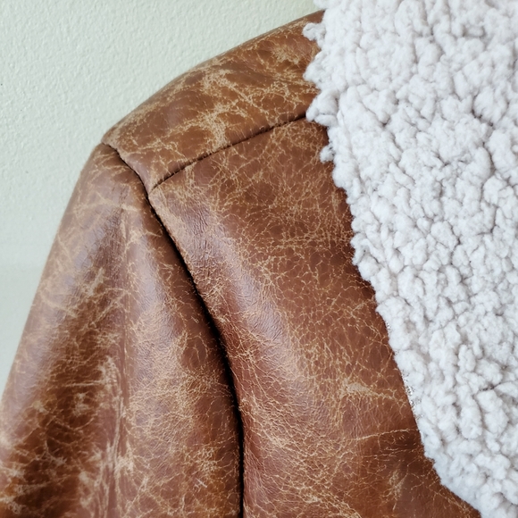 Venus Faux Leather and Fleece Lined Wrap Jacket - Picture 4 of 13